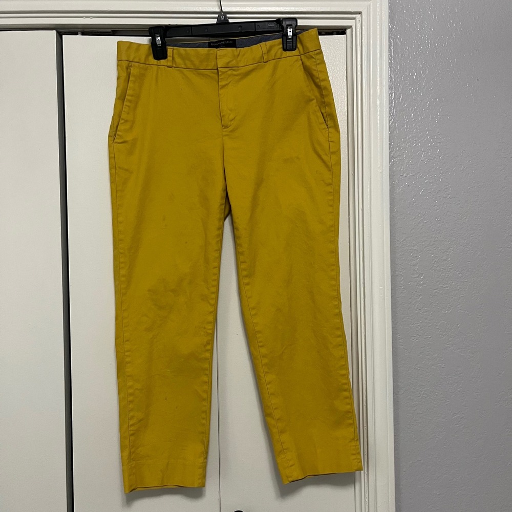 Banana‎ Republic Ankle Pants Cropped Stretch Chino Career Casual Yellow Size 8